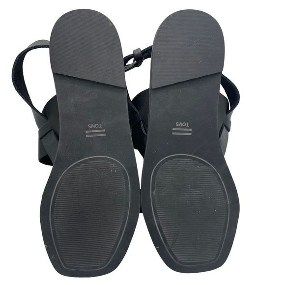 TOMS Freya Black Vegan Leather Sandals Size 7 - Picture 9 of 11